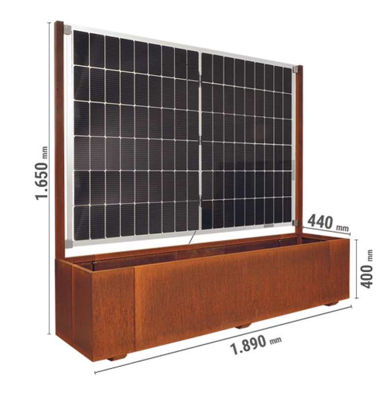Plantenbak met zonnepaneel „Modular Sol“
